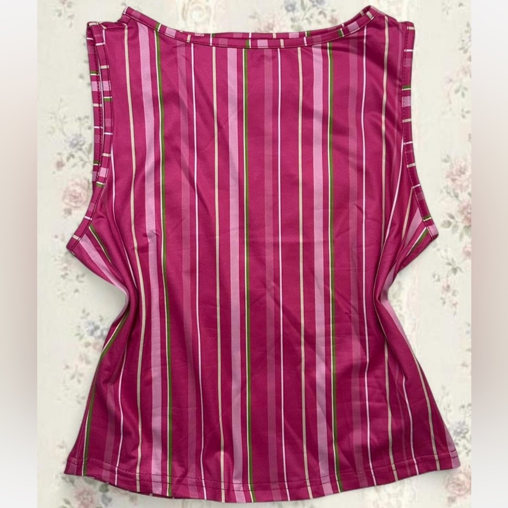 Pink Striped Sleeveless Top